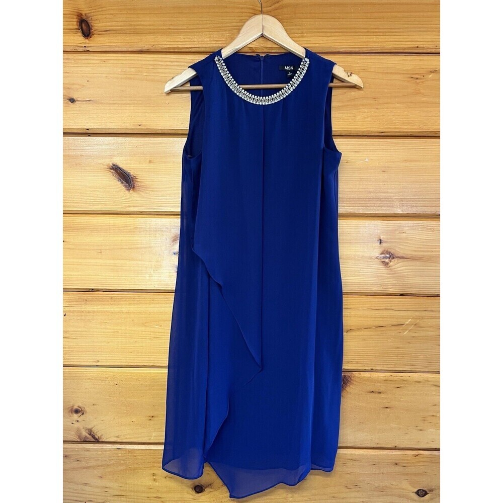MSK Women's Dress Midnight Blue Size yeah 6 Sheath Diamond Embellished Ladies